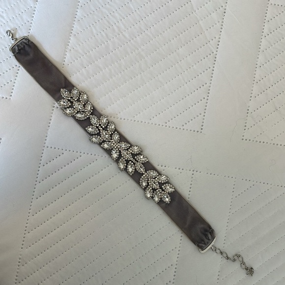 Nordstrom Grey Velvet Crystal Embellished Choker - Picture 2 of 5